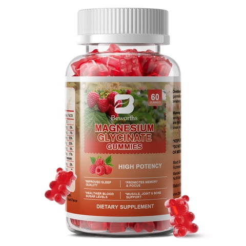 Magnesium Glycinate Gummies 400mg - Magnesium Glycinate Supplements for Relaxation, Stress, and Sleep - Raspberry Flavor