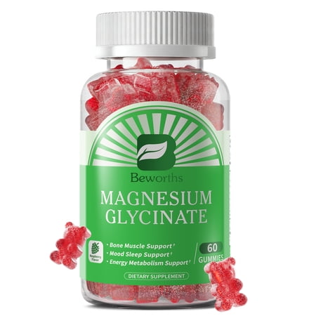 Magnesium Glycinate Gummies - Magnesium Glycinate Supplements for Relaxation, Stress, and Sleep - Raspberry Flavor
