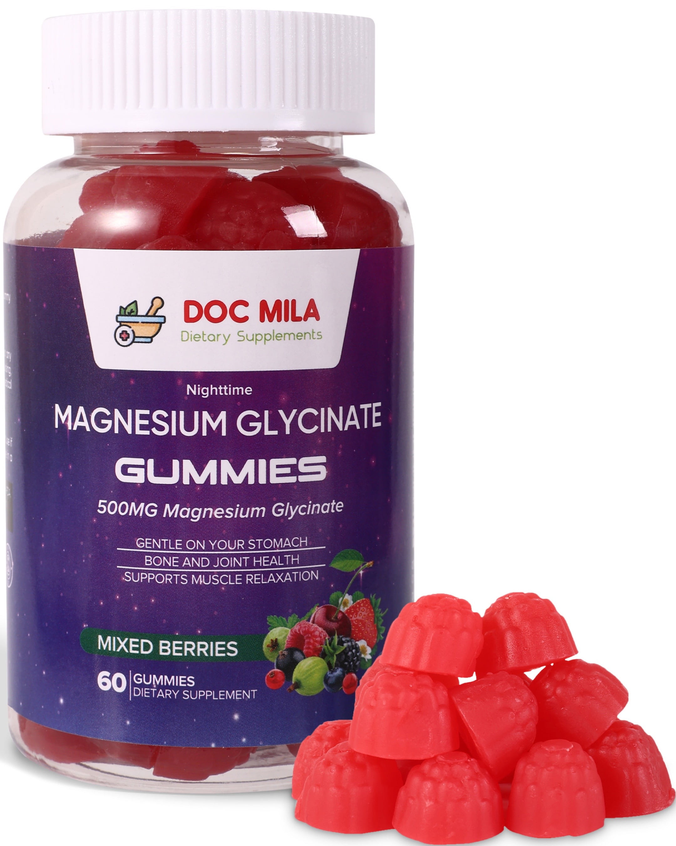 Magnesium Glycinate Gummies 500mg for Leg Cramps, Restless Legs