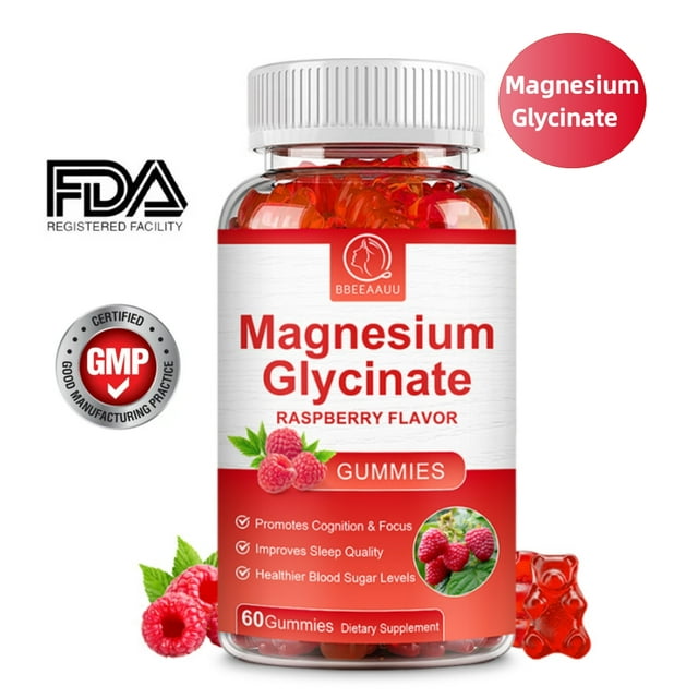 Magnesium Glycinate Gummies 500mg Mineral Supplement for Women and Mens