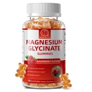 Magnesium Glycinate Gummies - Sugar Free Magnesium Potassium Supplement with Magnesium for Mood Support & Sleep for Adults - 60 Raspberry Gummies