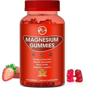 Magnesium Glycinate Gummies 600mg, Magnesium Supplement Support Relax, Sleep & Heart Health,60 Count