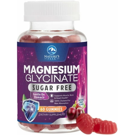 Nature's Peak Magnesium Glycinate Gummies - Sugar Free, Vegan, Gluten Free - 60 Count