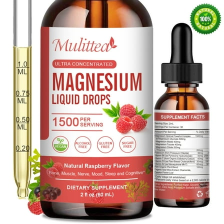 Magnesium Glycinate Liquid Drop - Potassium Magnesium with Vitamin B,C,D,K, l-theanine,Seamoss for Bone Health, Nerves, Muscles & Energy Support Supplement Sugar Free