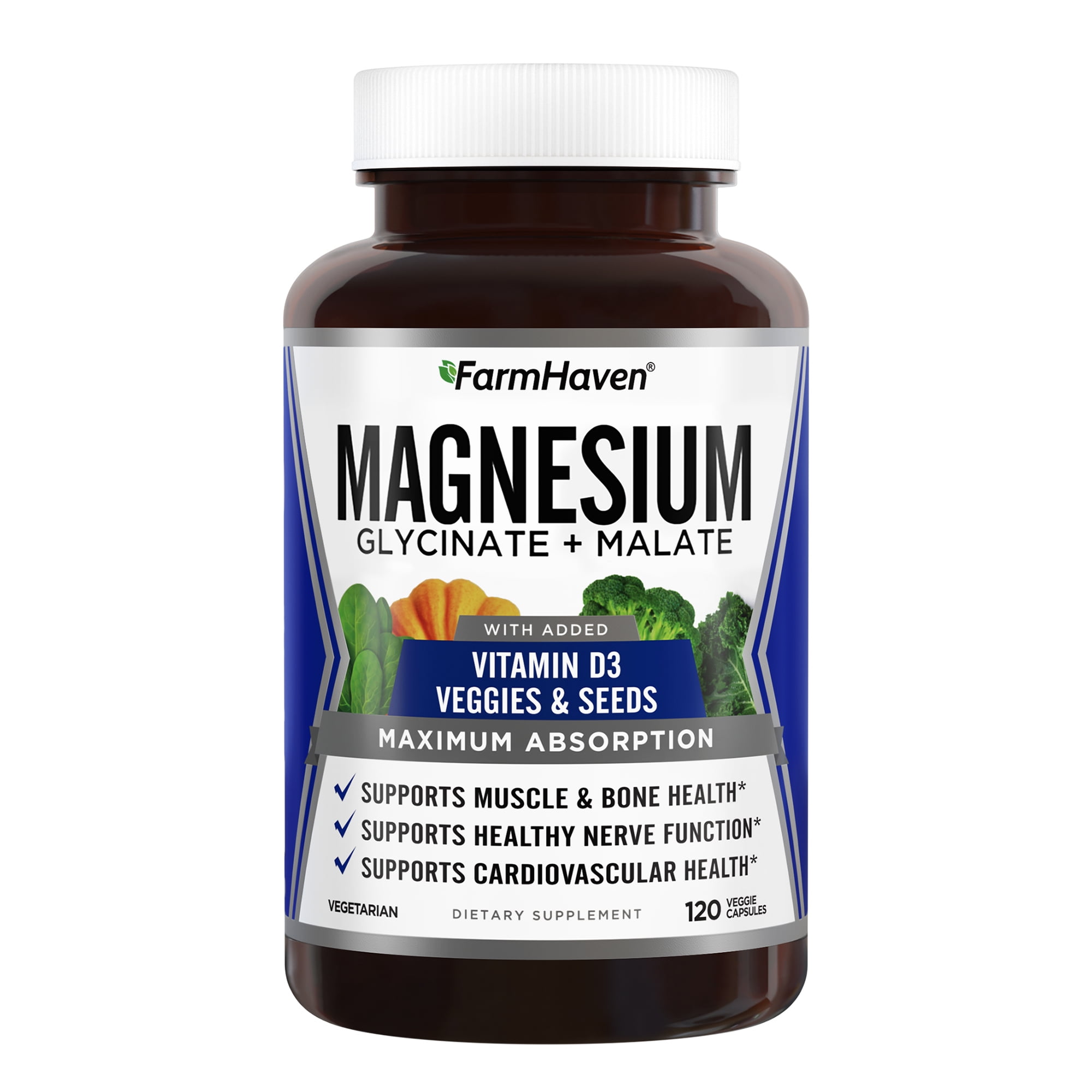 Magnesium Glycinate & Malate, 100 Chelated, Vegan, AntiStress, Leg