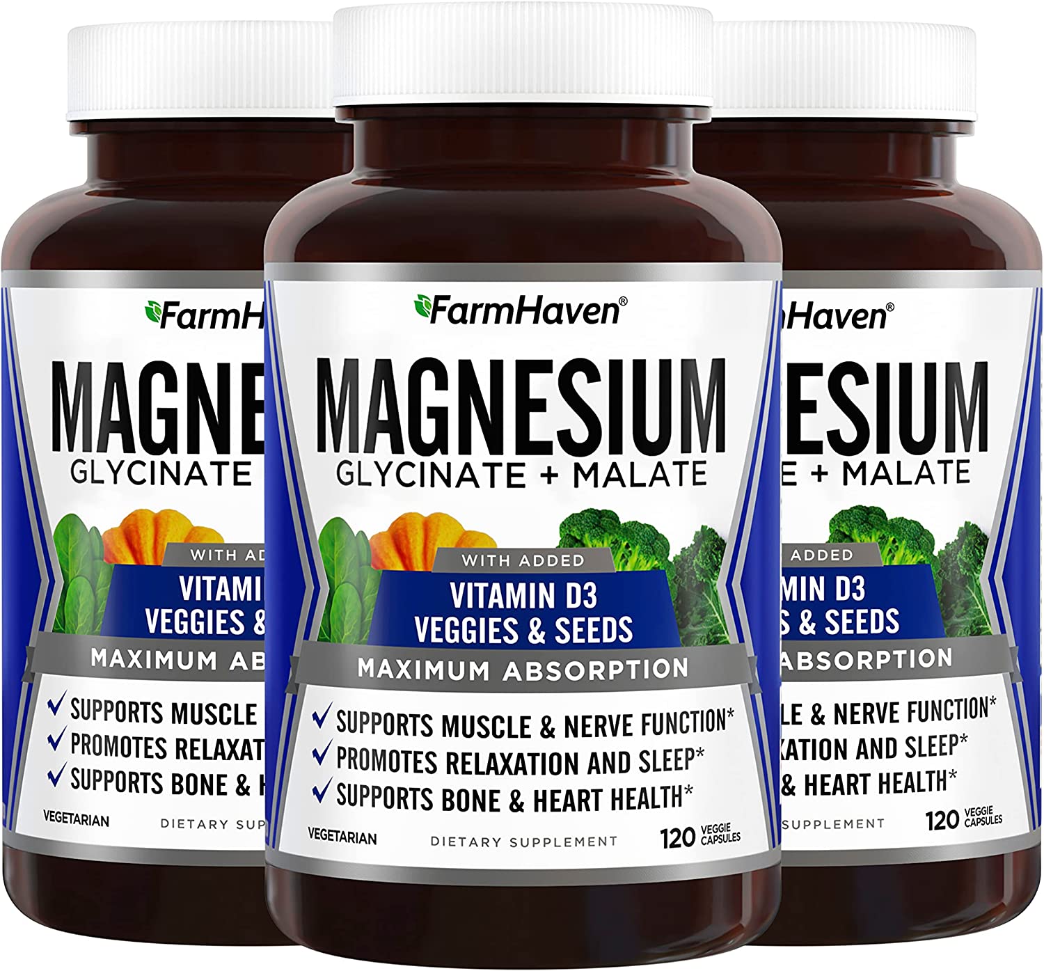 Magnesium Glycinate & Malate Complex w/ Vitamin D3, 100 Chelated for