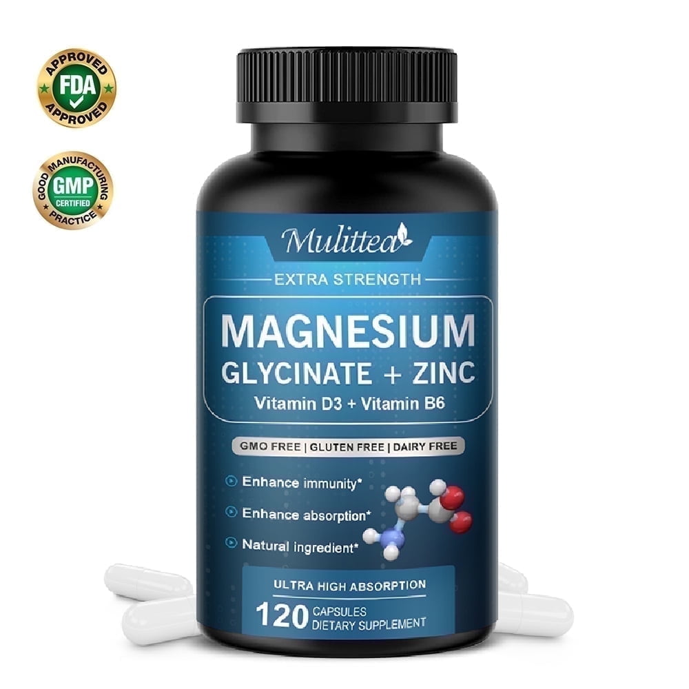 Magnesium Glycinate Powder Capsules 500 mg - Heart, Nerves, Muscle & Bone Health Support -120 Capsules
