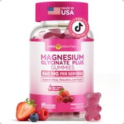 Inner Brightness Magnesium Glycinate Plus Gummies 860mg, Sugar-Free Non-GMO Gluten-Free, Supports Sleep Relaxation Focus for Adults Kids Women, Mixed Berry, 60 Count