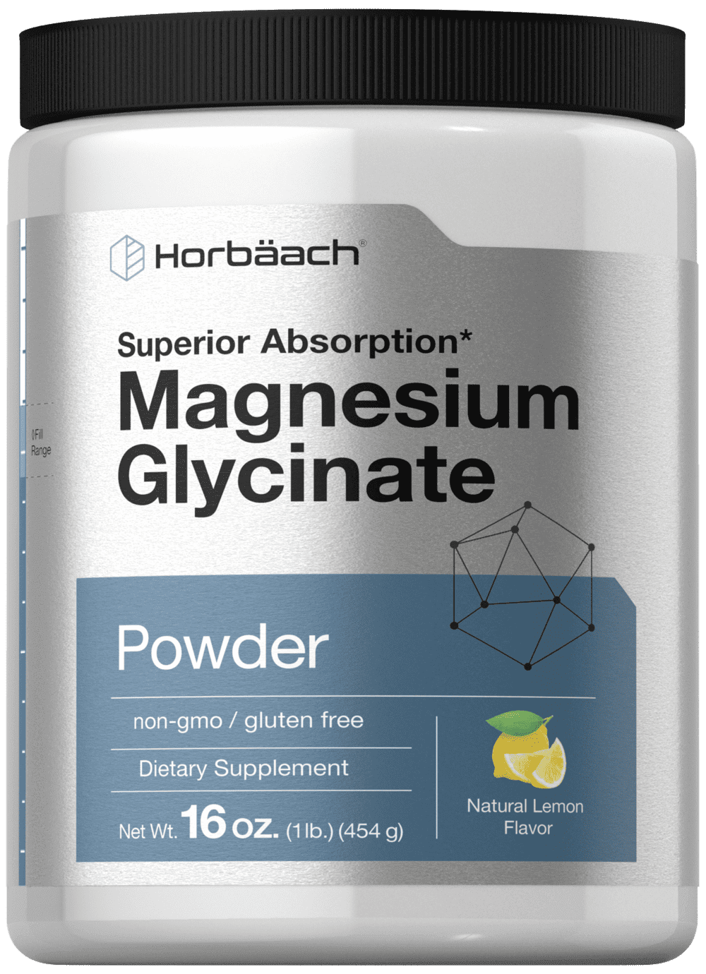 Magnesium Glycinate Powder 1 lb Lemon Flavored Superior Absorption NonGMO & Gluten Free