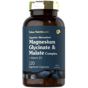 Magnesium Glycinate and Malate Complex | with Vitamin D3 | 120 Capsules | by Tahoe Nutritionals
