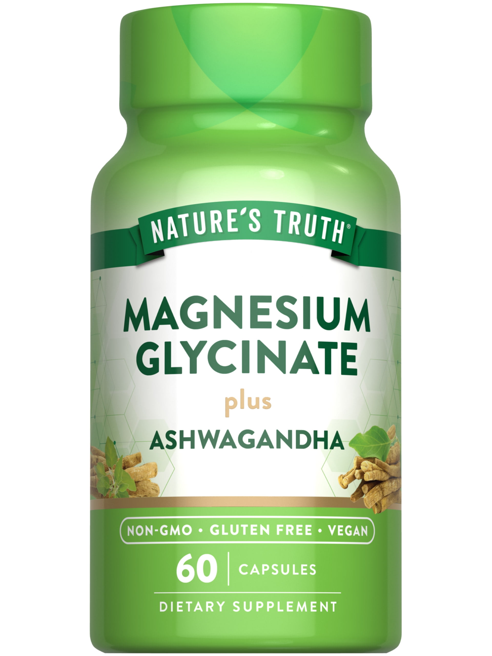Nature's Truth Magnesium Glycinate with Ashwagandha | 60 Capsules | Vegan, Non-GMO & Gluten Free Supplement
