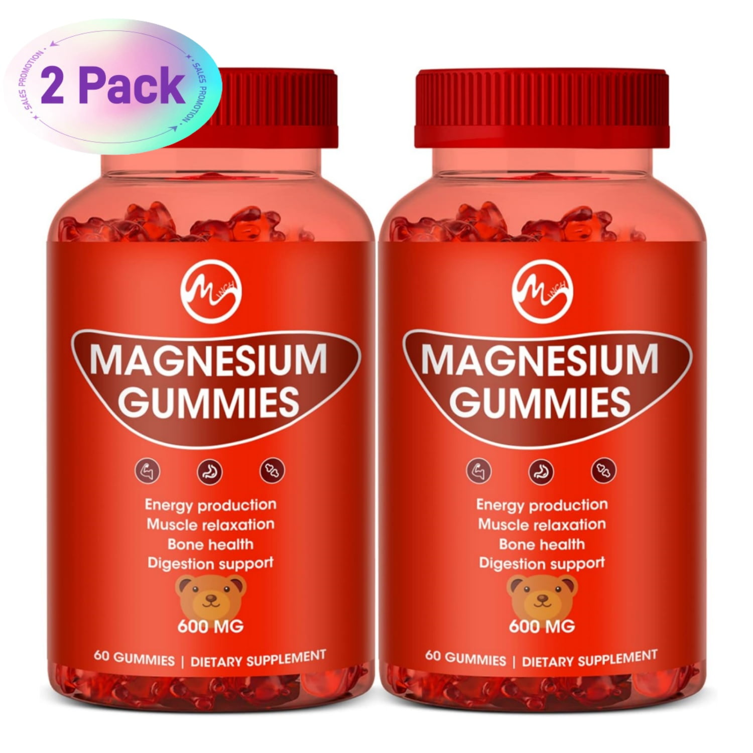 Magnesium Gummies 600mg High Strength Fruity Flavors Gummy Bear