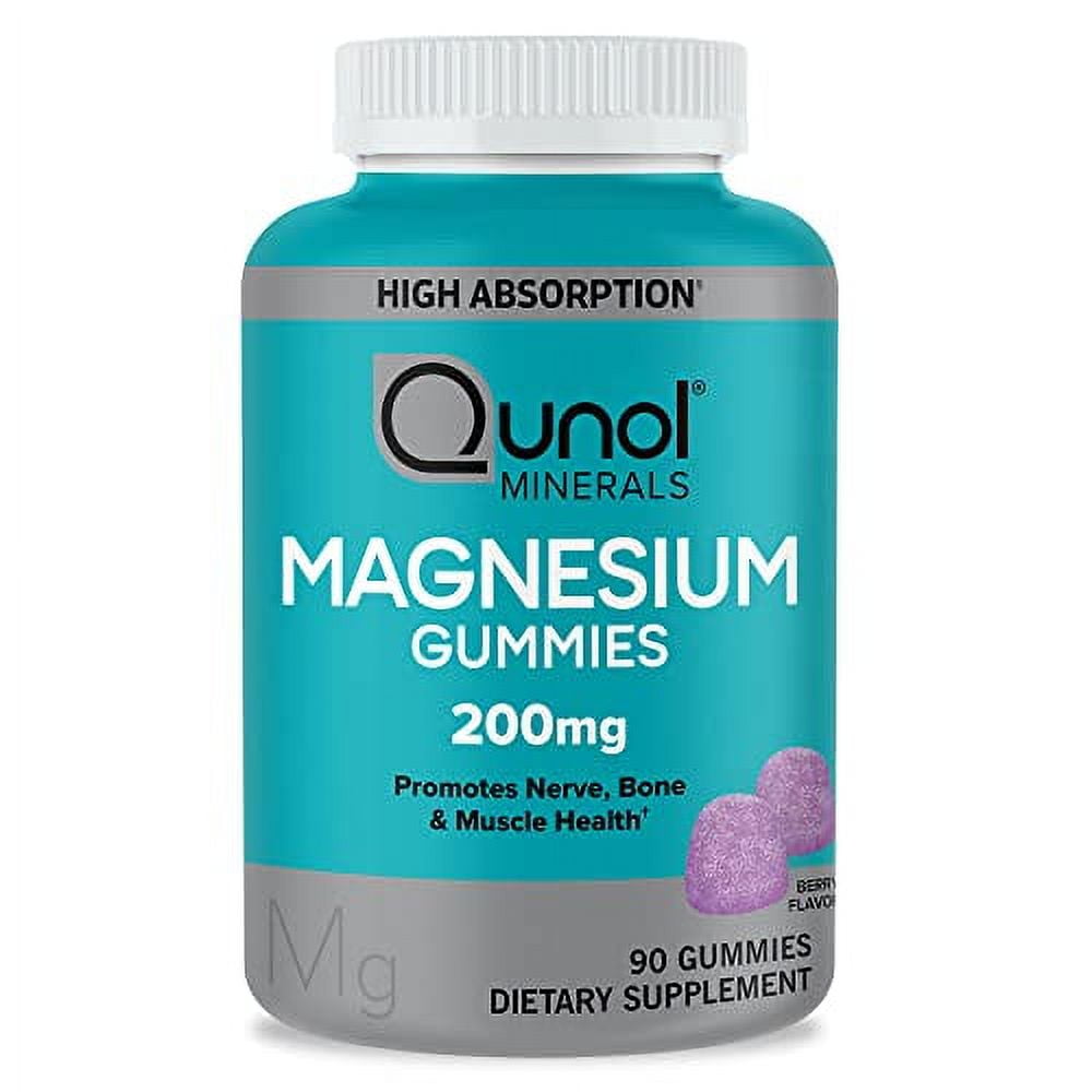 Magnesium Gummies for Adults, Qunol 200mg Citrate Gummies, High Absorption Supplement, Supports
