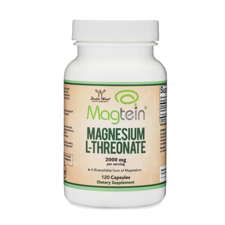 Magnesium L Threonate, Magtein, Sleep and Cognitive Support – High Absorption – Most Bioavailable Form of Magnesium – 2,000 mg – 120 Capsules