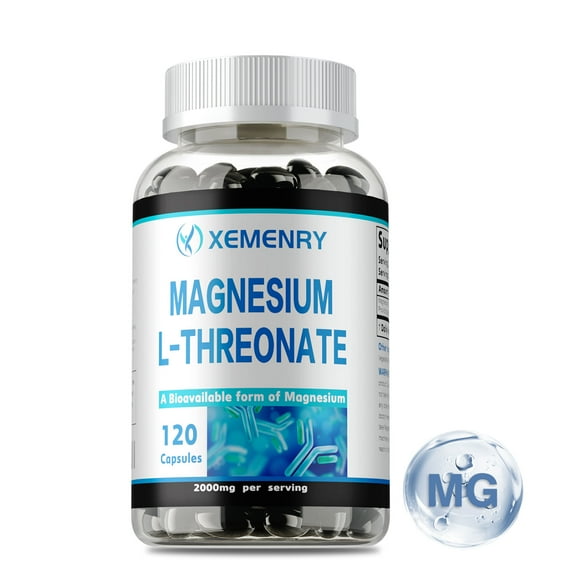 Magnesium L-Threonate - Enhances Memory and Attention, Improves Cognitive Abilities, and Promotes Brain Health - 120 Capsules
