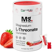 Magnesium L-Threonate Gummies for Adults & Kids 2000mg   Brain Supplements for Memory and Focus - Calm Magnesium Gummies for Improved Sleep and Healthy Mind - 60 Count Strawberry