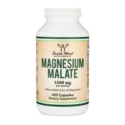 Magnesium Malate Capsules 420 Count - 1,500mg Per Serving Magnesium bonded to Malic Acid, Third Party Tested, Vegan Friendly, Non-GMO, Gluten Free, Made in the USA by Double Wood Supplements