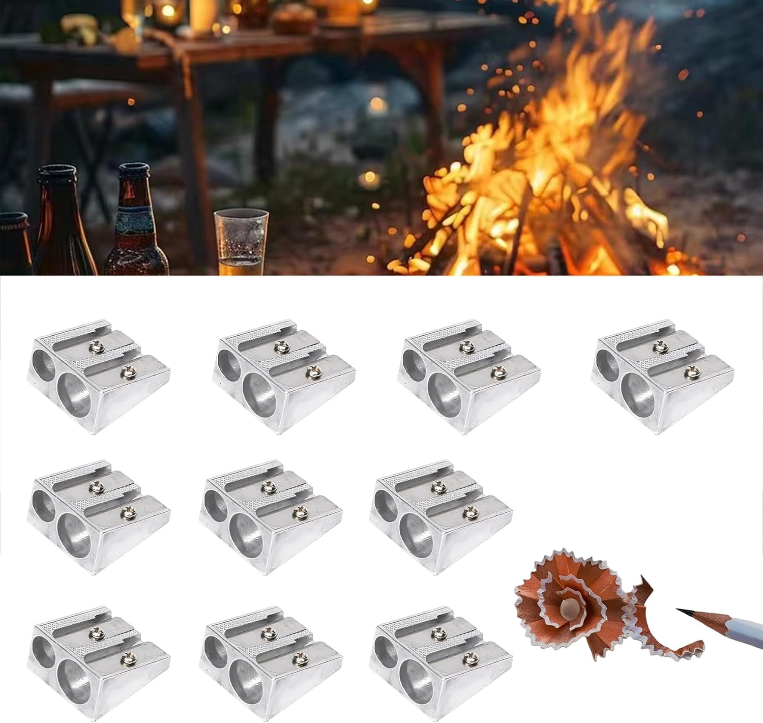 Magnesium Manual Pencil Sharpener:Magnesium Pencil Sharpener,Metal Pencil Sharpener,2024 New 2-Hole Pencil Sharpener Magnesium Alloy,Magnesium Pencil Sharpener Survival,Fast Light Fire (10Pcs)