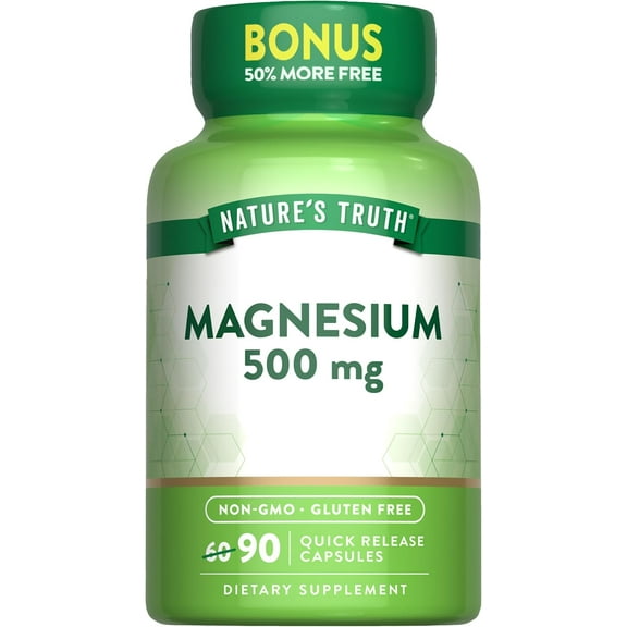 Magnesium Oxide 500mg | 90 Capsules | For Men and Women | by Nature's Truth
