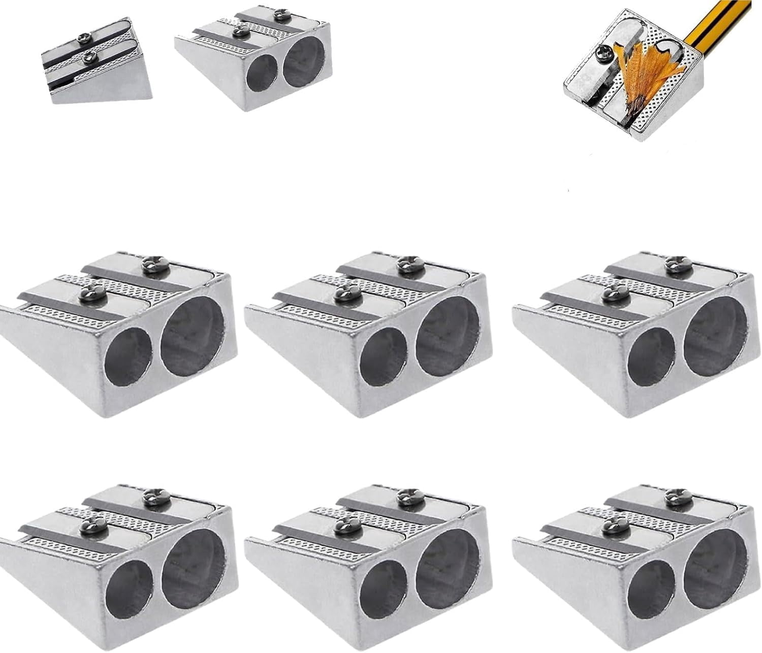 14 Stück Doppelloch-Bleistiftspitzer Aus Metall - 8/11 Mm, Handlich, Für Schule, Büro & Outdoor