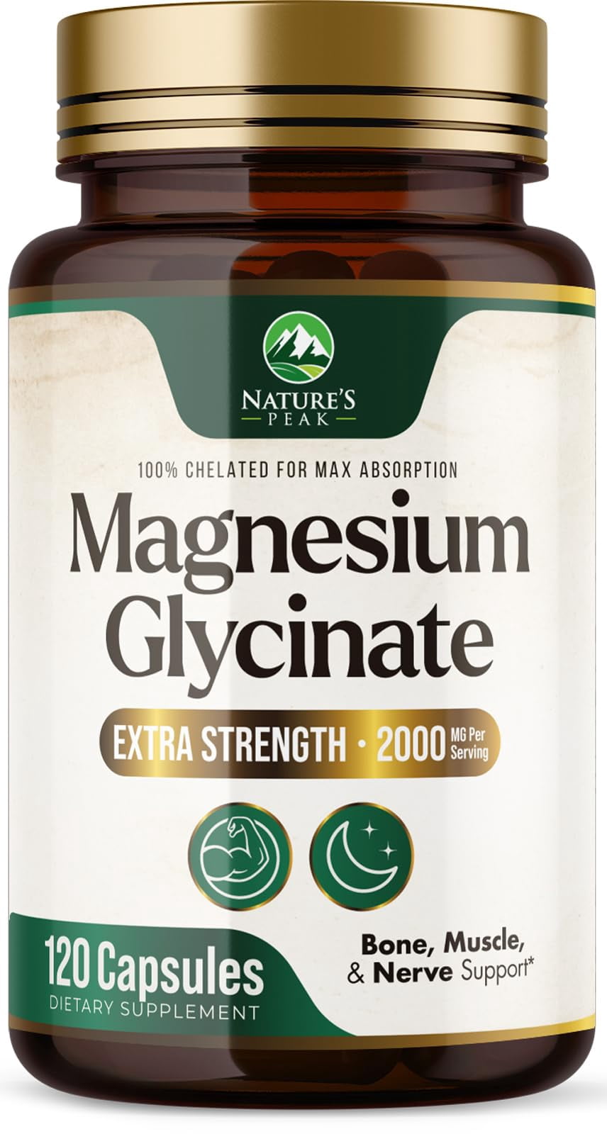 Magnesium Glycinate 2000mg Per Serving - Chelated Magnesium Supplement for High Absorption Supplement - Muscle, Bone & Heart Health Support - Easy on Stomach No