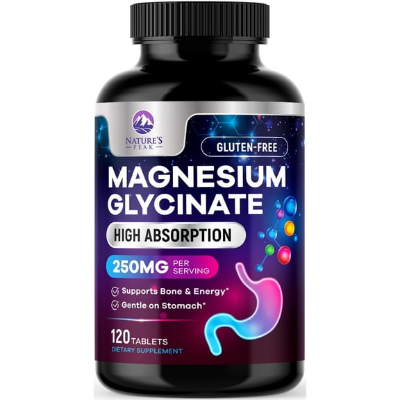 Magnesium Glycinate Supplement 250mg - 100% Chelated & Purified - to Support Sleep, Heart Health, Muscles, & Bone Strength - Best Absorption Magnesium Glycinate Capsules, Bottled in USA - 120 Tablets