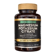 Magnesium Potassium Citrate Dietary Supplement Tablets 800mg   Electrolyte Support Formula   Muscle & Hydration Support   60 Tablets