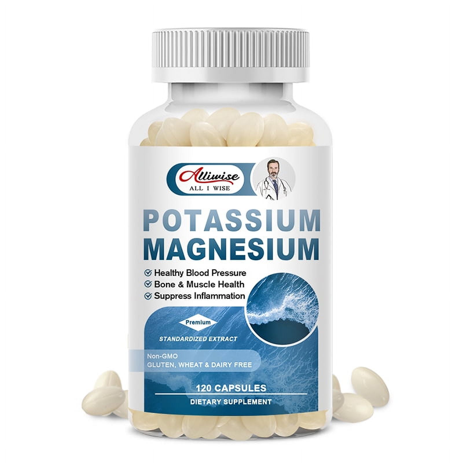 Magnesium Potassium Supplement 120 Capsules High Absorption