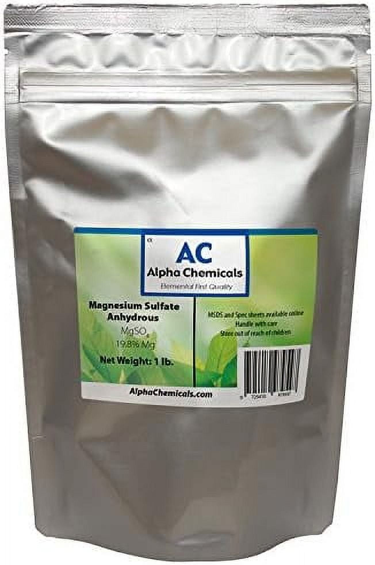 Magnesium Sulfate Anhydrous - 19.8% Mg, 26% Sulfur - 1 Pound