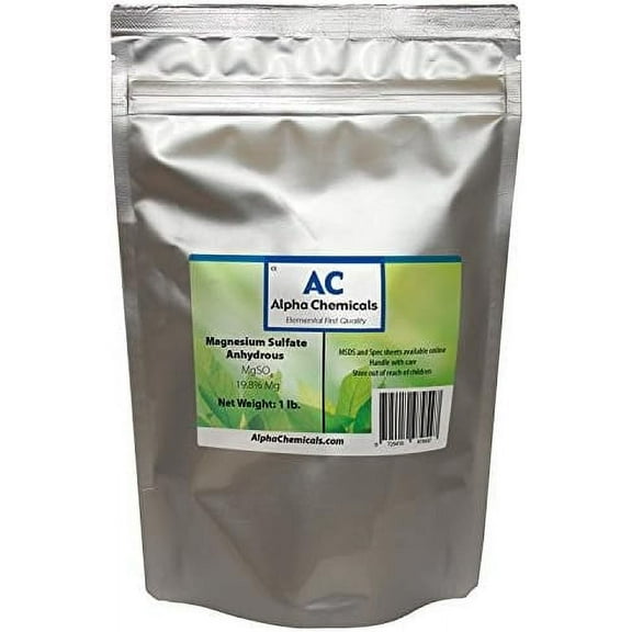 Magnesium Sulfate Anhydrous - 19.8% Mg, 26% Sulfur - 1 Pound