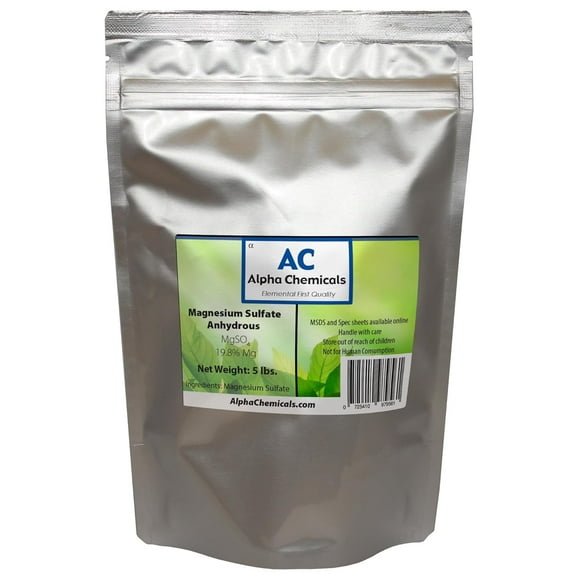 Magnesium Sulfate Anhydrous - 19.8% Mg, 26% Sulfur - 5 Pounds