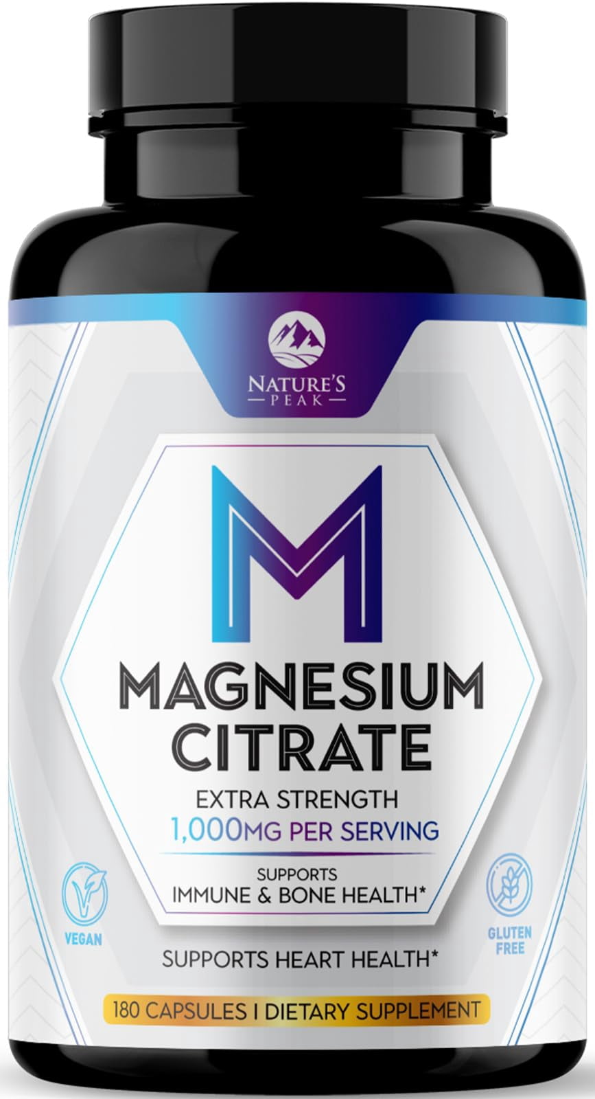 Magnesium Citrate Capsules - Max Absorption Magnesium Powder - Muscle, Bone, Nerve & Heart Health Support - Premium Formula is Powerful & Gentle for Women & Men - Bottled in USA - 180 Capsules