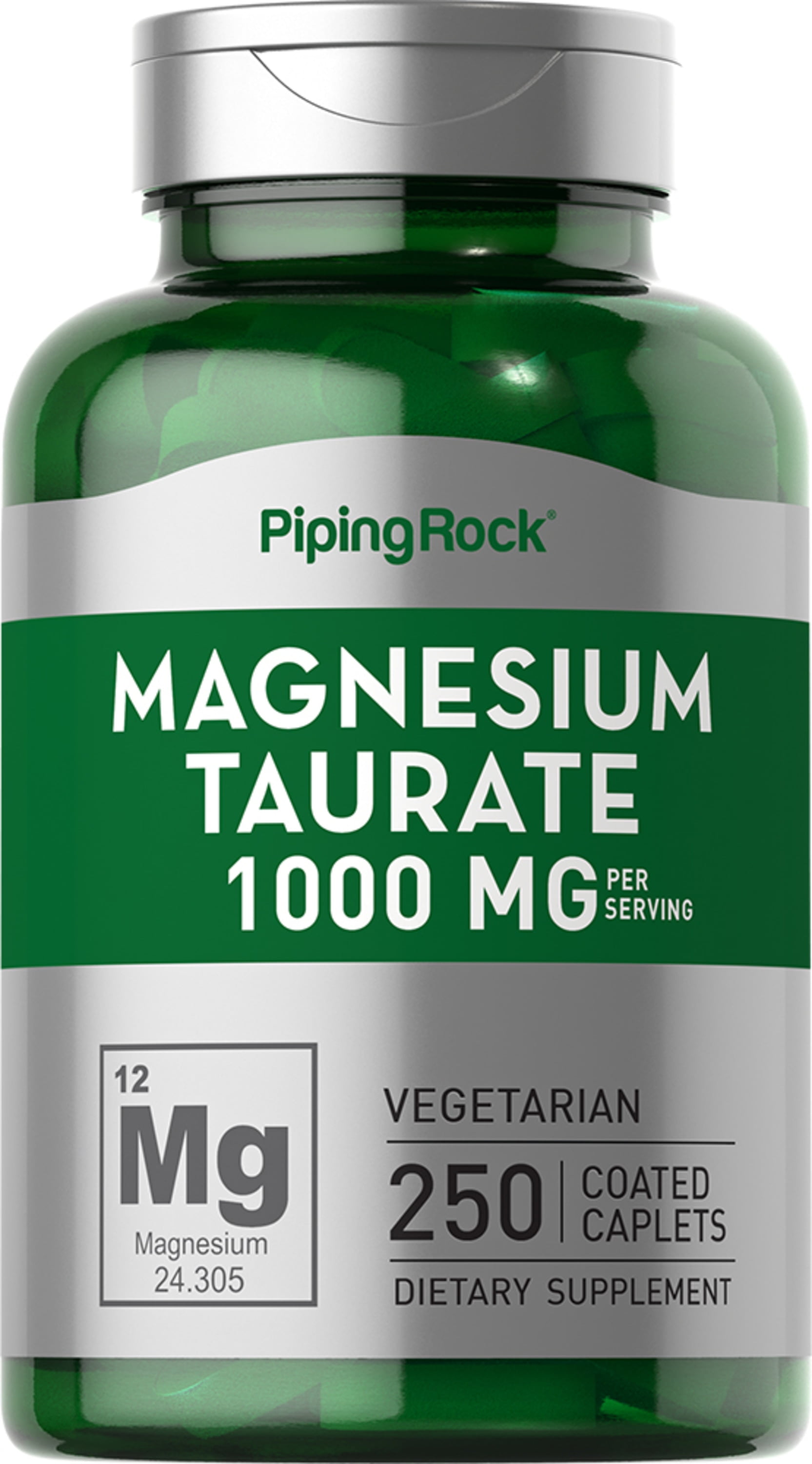 Piping Rock Magnesium Taurate Capsules, 1000mg, 250 Count, Vegetarian