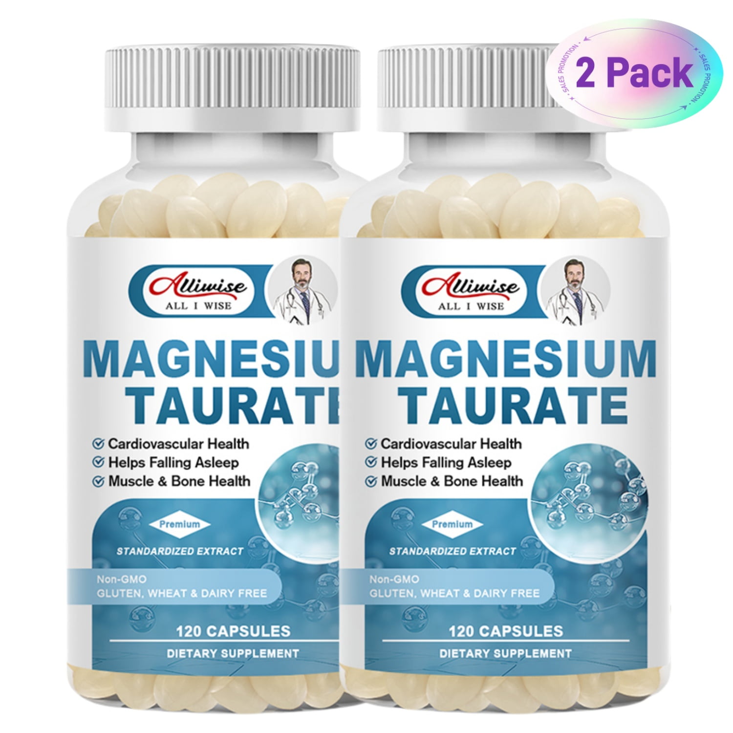 Magnesium Taurate Capsules 700mg for Muscle & Bone Health Support