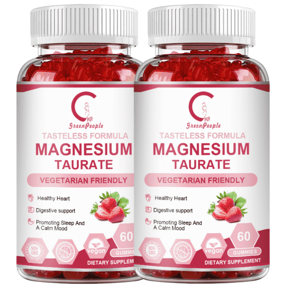 Magnesium Taurate Supplement - Magnesium Taurate Gummies for Overall Health, Muscles Function, Sugar-Free & Non-GMO, Vegan Friendly, 120 Strawberry Gummies