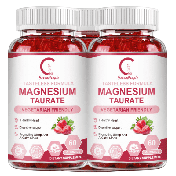 Magnesium Taurate Supplement - Magnesium Taurate Gummies for Overall Health, Muscles Function, Sugar-Free & Non-GMO, Vegan Friendly, 180 Strawberry Gummies