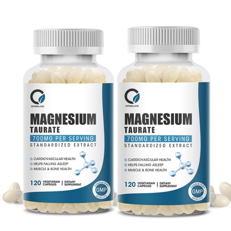 Magnesium Taurate Nutritional Supplement | 700mg Per Serving | 240 Capsules (2 Bottles)