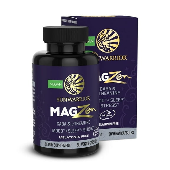 Sunwarrior MagZen Magnesium + Zen Capsules for Mood Support, Unflavored, 90 Count