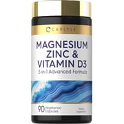 Magnesium Zinc and Vitamin D3 | 90 Capsules | 3-in-1 Advanced Formula | by Carlyle