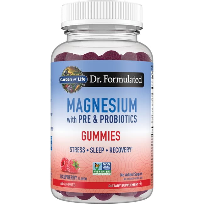 Magnesium with Pre & Probiotics Gummies, Raspberry , 60 Gummies, Garden of Life