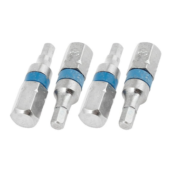 Magnet 3mm H3 Hex Head Screwdriver Bit Silver Tone Blue 4 Pcs