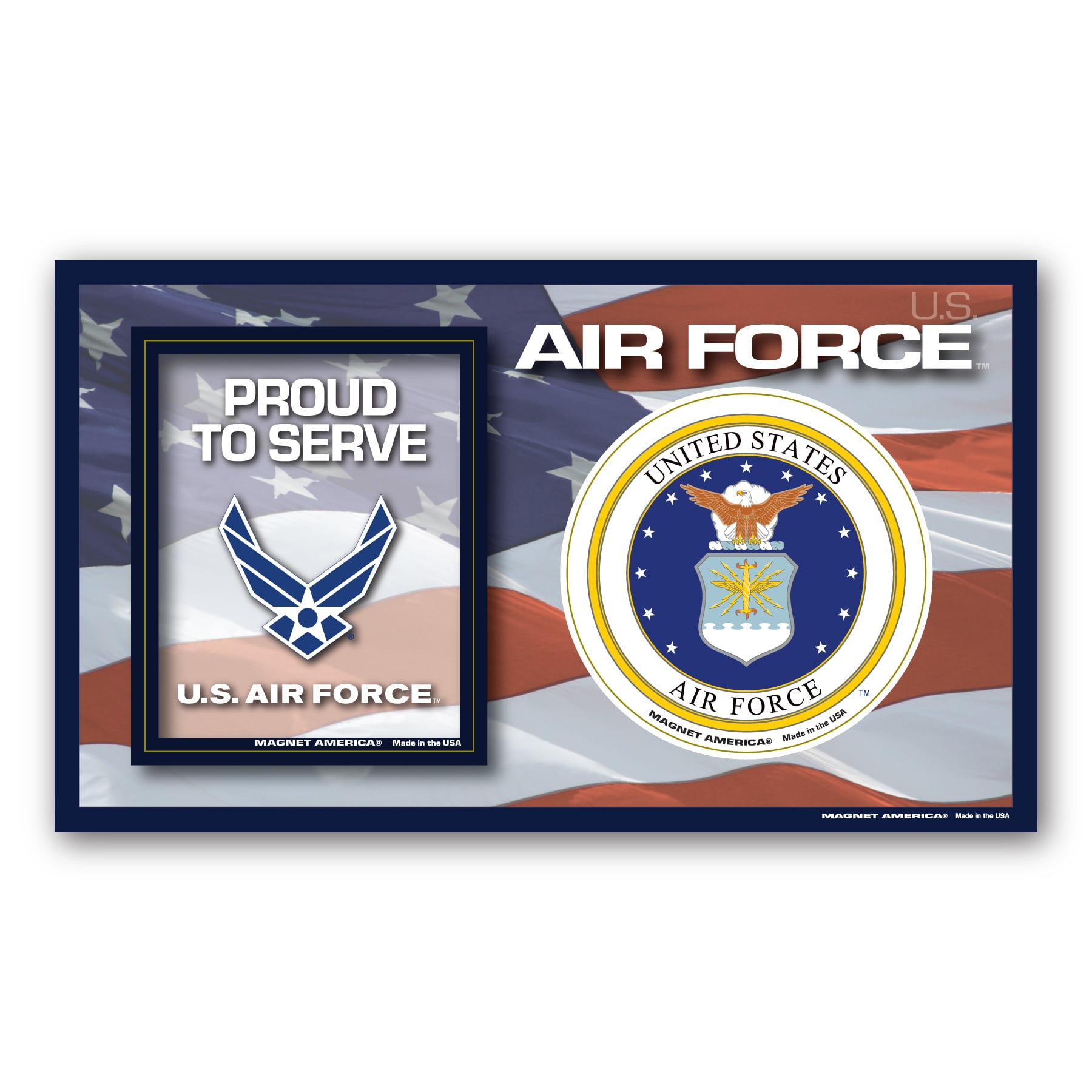 3-Piece Air Force Rubber Refrigerator Magnet Set - Made In USA