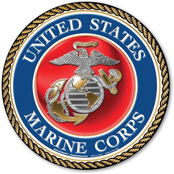 Magnet America USMC Seal Magnet is 5" x 5" Made for Vehicles and Refrigerators