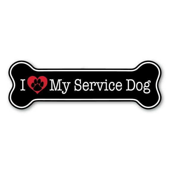 Magnet, Bone Magnet, I Love My Service Dog, 7" x 2.25"