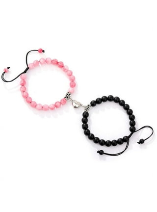 Totwoo Long Distance Touch Bracelets for Couples Relationship Light  up&Vibrate Smart Bracelets Bluetooth Connecting Jewelry-Sun&Moon Milan Rope  Black