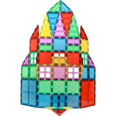 Magnet Build Deluxe 60 Piece 3D Magnetic Tile Building Set Extra Strong Magnets and Super Durable Tiles, Educational, Creative, Assorted Shapes and Vibrant Bright Colors