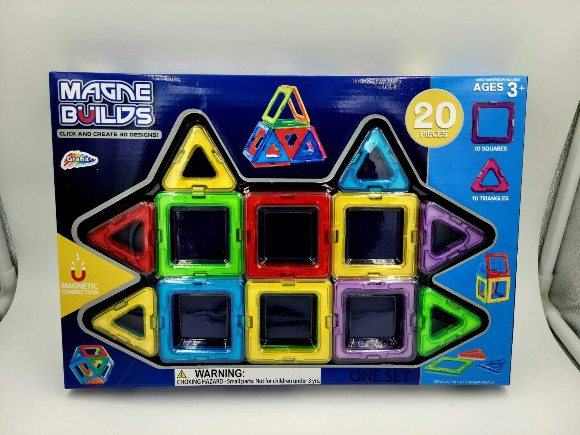 特別価格Magnet Build 100-Piece Extra Strong Magnetic Tiles Set - Magnets for Kids, 3D Tile Assorted Shapes ＆ Colors, STEM Learning Toys for A並行輸入 : 100PCS Magnetic Blocks-Build Mine Magnet World