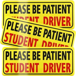 Magnet for Car, Please Be Patient Student Driver, New Drivers Sticker Safety Warning, Magnetic Reflective Rookie Driver Bumper Sticker (Black&Red) 6pcs