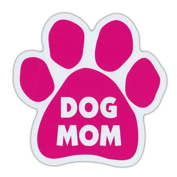 Magnet, Dog Paw, Dog Mom, Pink, 5.5" x 5.5" Magnetic Bumper Sticker