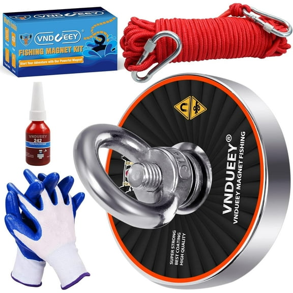 Magnet Fishing Kit 700LBS Fishing Magnet Pulling Force Rare Earth Neodymium Magnet with Eyebolt Diameter 2.95 inch (75mm) Superior Magnetics for Underwater Salvage, Retrieval, and Recovery